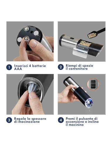 Moulin à sel et à poivre électrique alimenté...