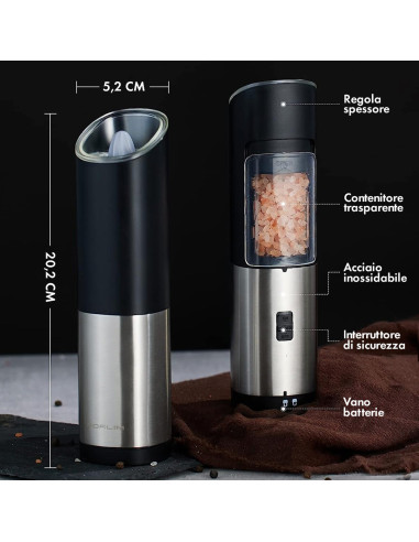 Moulin à sel et à poivre électrique alimenté...