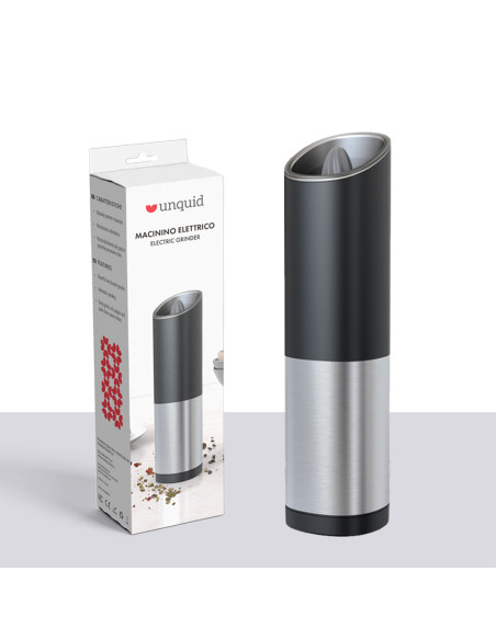 Moulin à sel et à poivre électrique alimenté batterie en acier bouton réglable