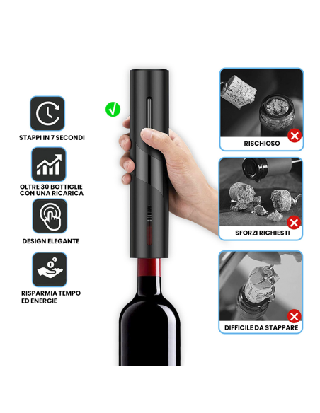 Ouvre-bouteille électrique à piles tire-bouchon automatique jeu vin bec verseur