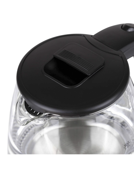 Bouilloire Électrique en Verre Borosilicate 1500W 1,8 lt Éclairage LED Bleu