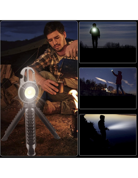 Mini lampe poche LED polyvalente portable rechargeable pour camping avec trépied