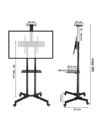 Support de chariot TV à 4 roues pivotantes pour...