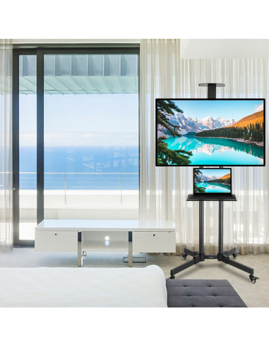 Support de chariot TV à 4 roues pivotantes pour...