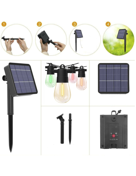 Guirlande lumineuse solaire rechargeable de 10 mètres à effet pluie multicolore