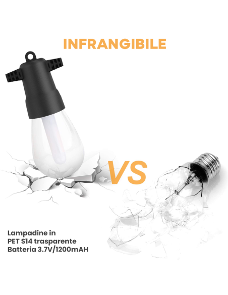 Guirlande lumineuse solaire rechargeable de 10 mètres à effet pluie multicolore