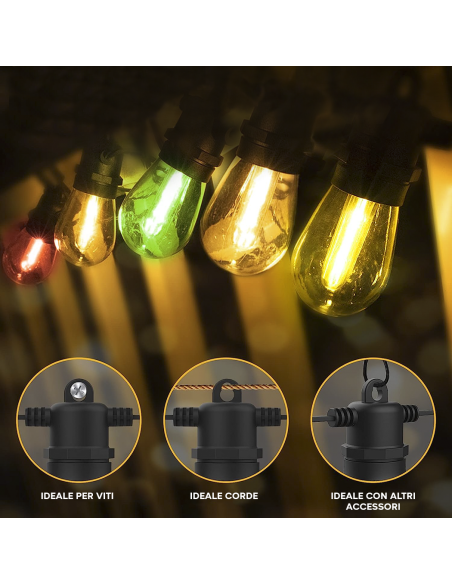 Guirlande lumineuse solaire rechargeable de 10 mètres à effet pluie multicolore