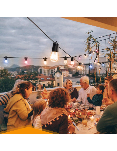 Guirlande lumineuse solaire rechargeable de 10 mètres à effet pluie multicolore