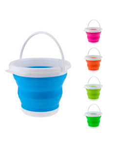 Seau pliable silicone capacité de 5L portable gain d'espace pour le camping