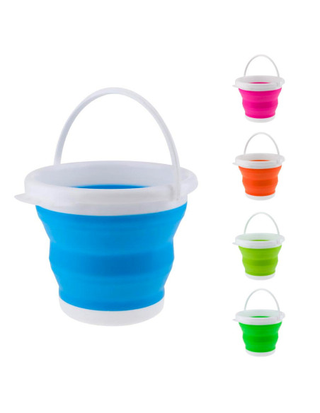 Seau pliable silicone capacité de 5L portable gain d'espace pour le camping