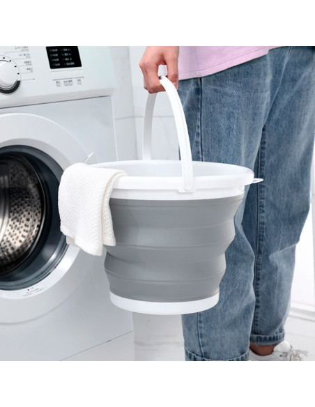 Seau pliable silicone capacité de 5L portable gain d'espace pour le camping