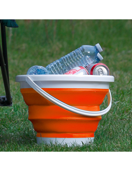 Seau pliable silicone capacité de 5L portable gain d'espace pour le camping