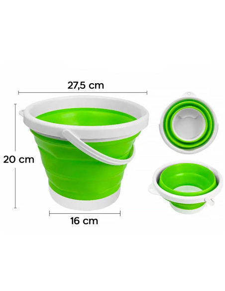 Seau pliable silicone capacité de 5L portable gain d'espace pour le camping
