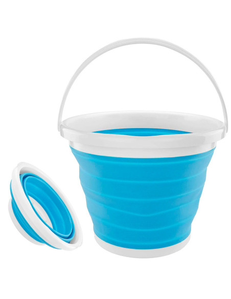 Seau pliable en silicone capacité  10L portable gain d'espace pour le camping