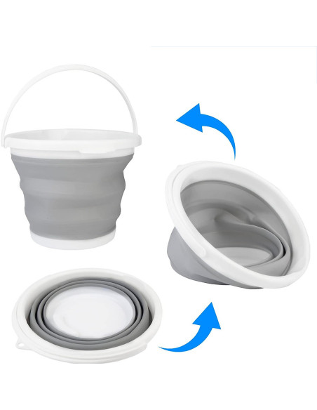 Seau pliable en silicone capacité  10L portable gain d'espace pour le camping