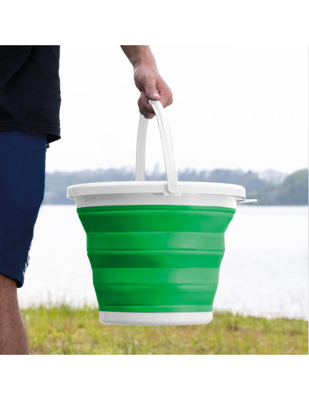 Seau pliable en silicone capacité  10L portable gain d'espace pour le camping