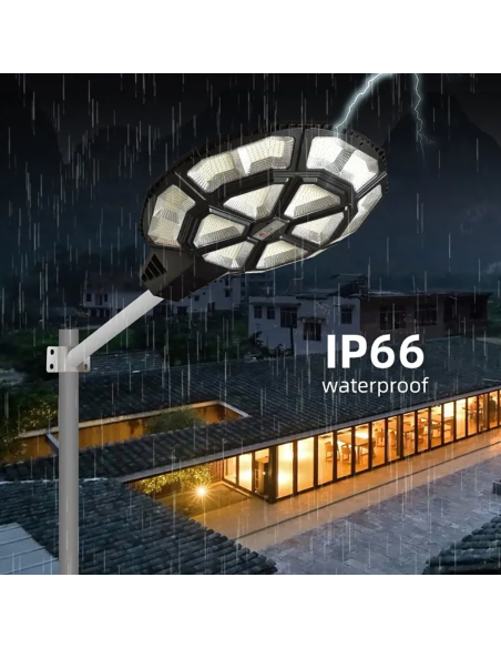 Lampe solaire de rue Jortan 500W IP66 Télécommande et minuterie
