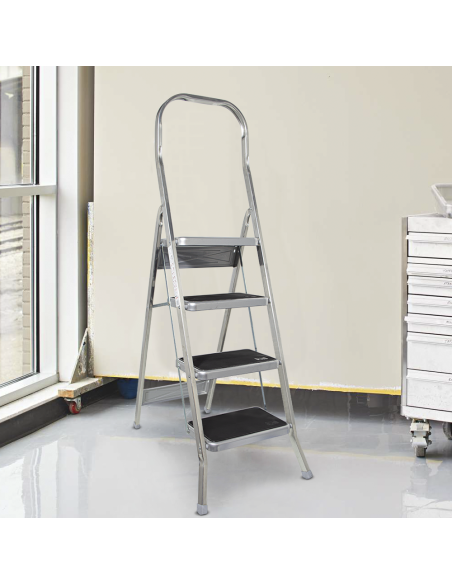 Échelle aluminium 4 marches SCAB 157cm art.761 Tabouret avec Crochet de Sécurité