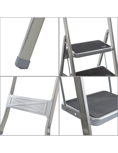 SCAB Échelle Aluminium 5 Marches 182cm art.762 Tabouret avec Crochet de Sécurité