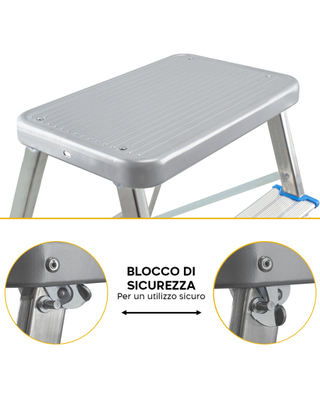 Tabouret 3 marches SCAB en aluminium H64cm art.850 avec crochet de sécurité