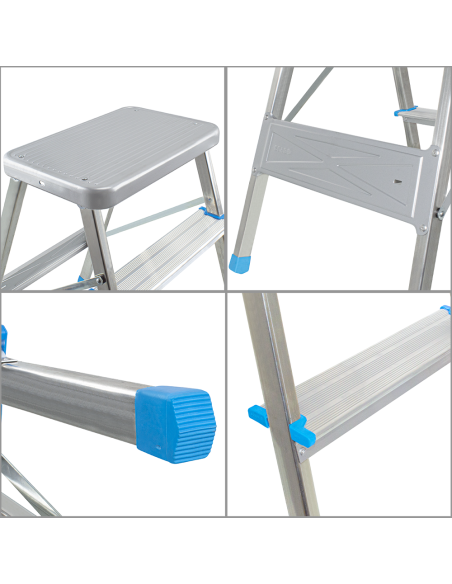 Tabouret 3 marches SCAB en aluminium H64cm art.850 avec crochet de sécurité