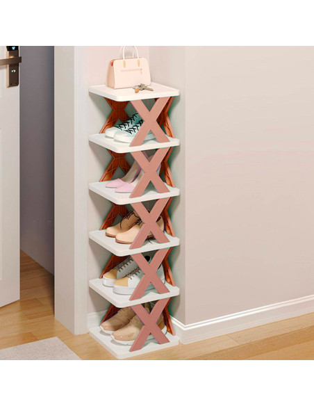 Étagère à chaussures 6 étagères de rangement Étagère modulaire H82 Gain d'espace