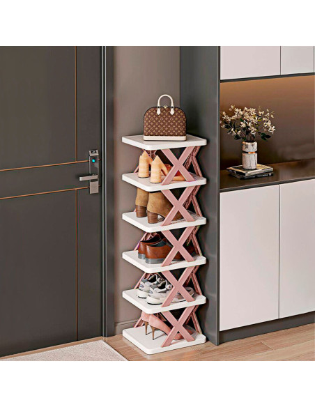 Étagère à chaussures 6 étagères de rangement Étagère modulaire H82 Gain d'espace