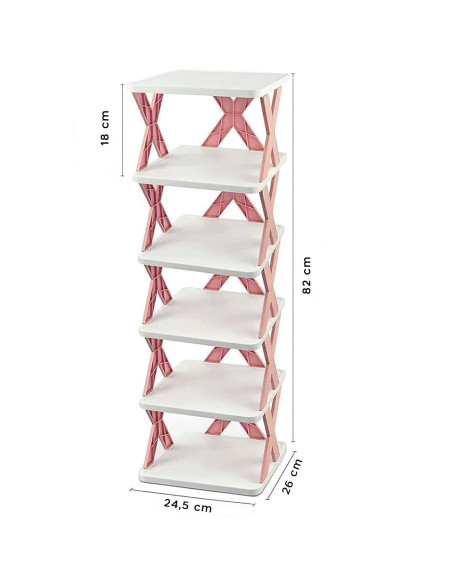 Étagère à chaussures 6 étagères de rangement Étagère modulaire H82 Gain d'espace
