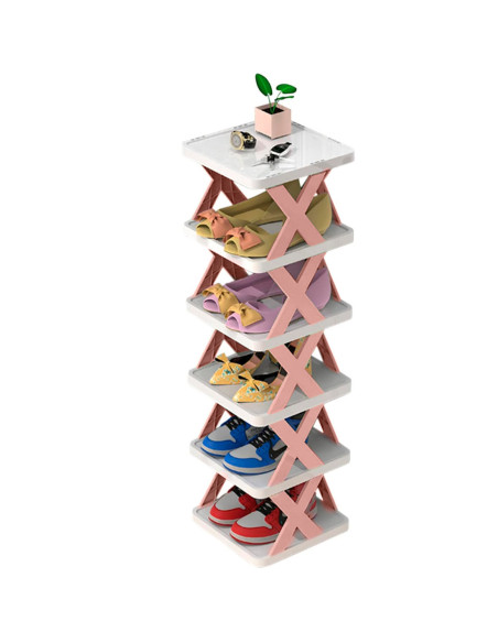 Étagère à chaussures 6 étagères de rangement Étagère modulaire H82 Gain d'espace