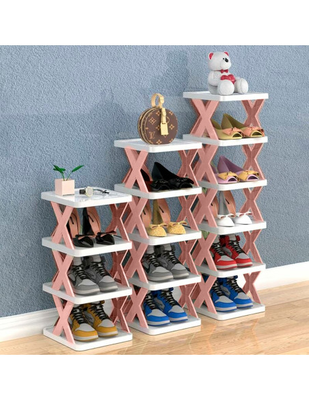 Étagère à chaussures 6 étagères de rangement Étagère modulaire H82 Gain d'espace