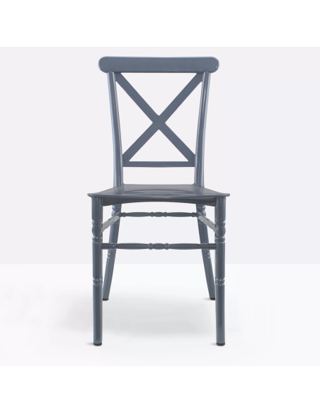 Set 2 chaises Sidney Grises polypropylène vintage pour restauration événements