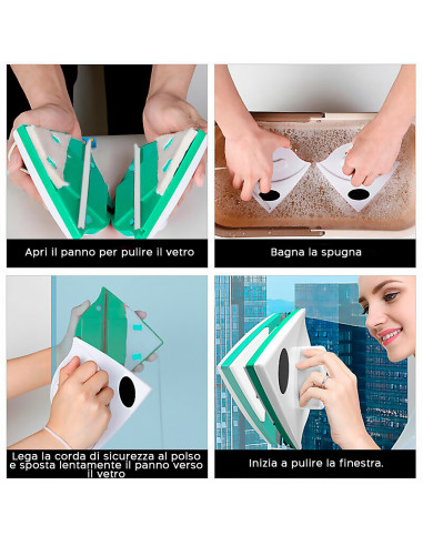 Nettoyeur de vitres magnétique avec double face...