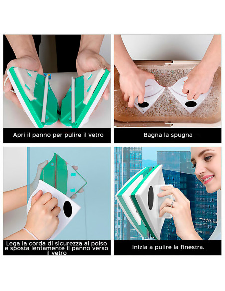 Nettoyeur de vitres magnétique avec double face pour fenêtres en verre