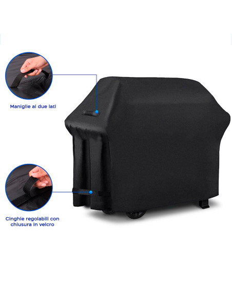 Housse imperméable pour barbecues jardin 190X71X117 noire avec fermeture velcro