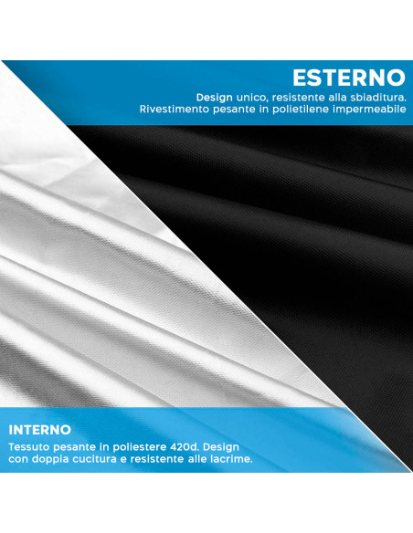 Housse imperméable pour barbecues jardin 190X71X117 noire avec fermeture velcro