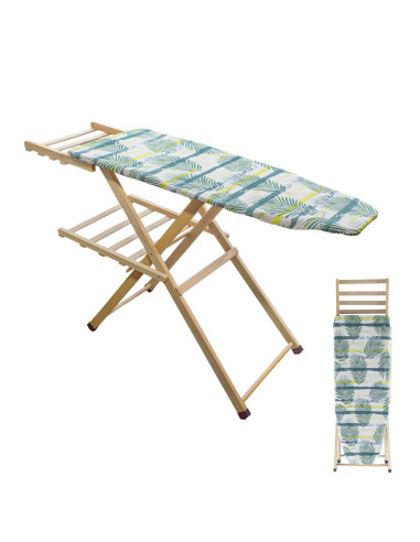 Table repasser en bois MARA pliable avec support pour fer à repasser 141x82x45cm