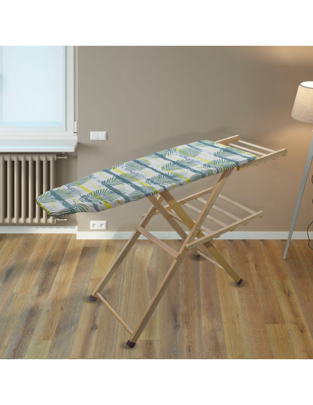 Table repasser en bois MARA pliable avec support pour fer à repasser 141x82x45cm