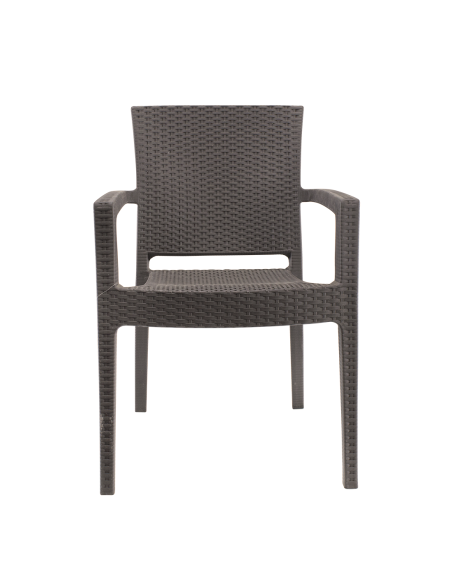 Ensemble 2 chaises d'extérieur CATAS résine effet rotin accoudoirs empilables