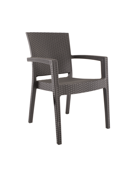 Ensemble 2 chaises d'extérieur CATAS résine effet rotin accoudoirs empilables