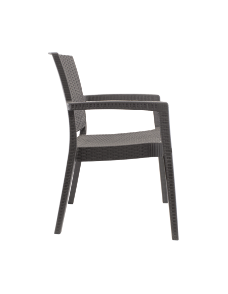 Ensemble 2 chaises d'extérieur CATAS résine effet rotin accoudoirs empilables