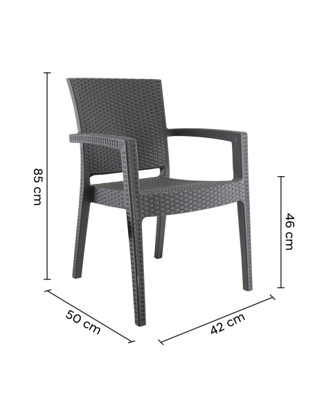 Ensemble 2 chaises d'extérieur CATAS résine effet rotin accoudoirs empilables