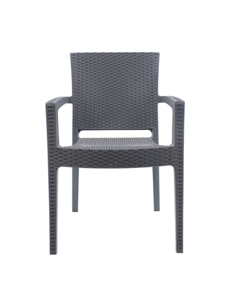 Ensemble 2 chaises d'extérieur CATAS résine effet rotin accoudoirs empilables