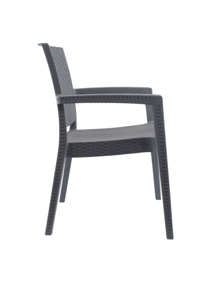 Ensemble 2 chaises d'extérieur CATAS résine effet rotin accoudoirs empilables