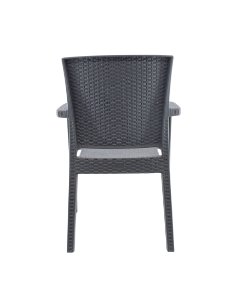 Ensemble 2 chaises d'extérieur CATAS résine effet rotin accoudoirs empilables