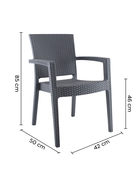 Ensemble 2 chaises d'extérieur CATAS résine effet rotin accoudoirs empilables