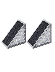 Set 2 lampes solaires LED pour escaliers lumière froide...