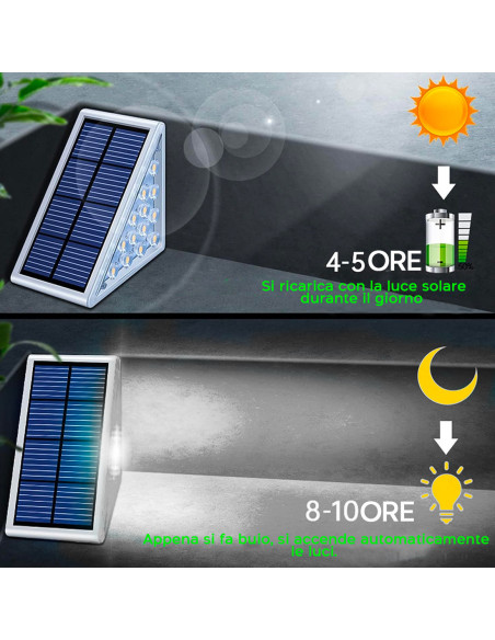 Set 2 lampes solaires LED pour escaliers lumière froide 6500K  pour extérieur