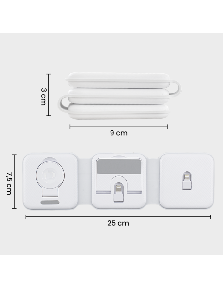 Base de charge magnétique 3 en 1 Chargeur sans fil pliable, deux couleurs
