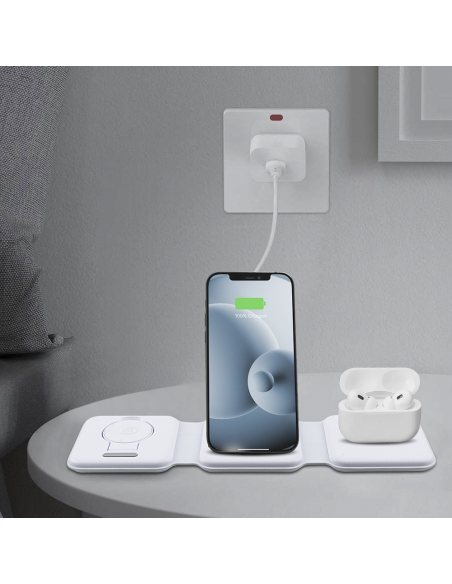 Base de charge magnétique 3 en 1 Chargeur sans fil pliable, deux couleurs