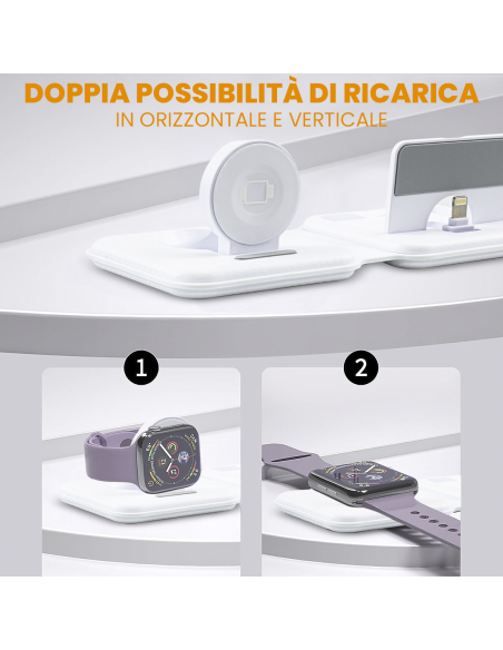 Base de charge magnétique 3 en 1 Chargeur sans fil pliable, deux couleurs